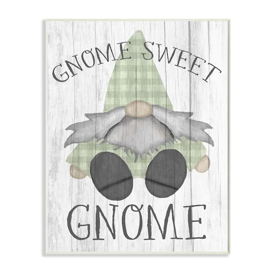 Stupell Industries Gnome Sweet Gnome Garden Home Pun Wall Plaque